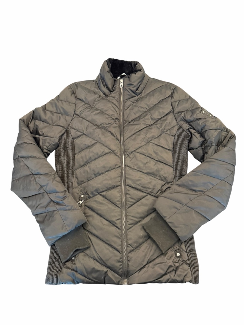 Nautica Women’s Quilted Puffer Jacket Black Full Zip Active Stretch Size Medium